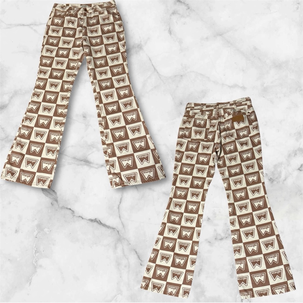 Wrangler Brown and Cream Casual Flared Pants